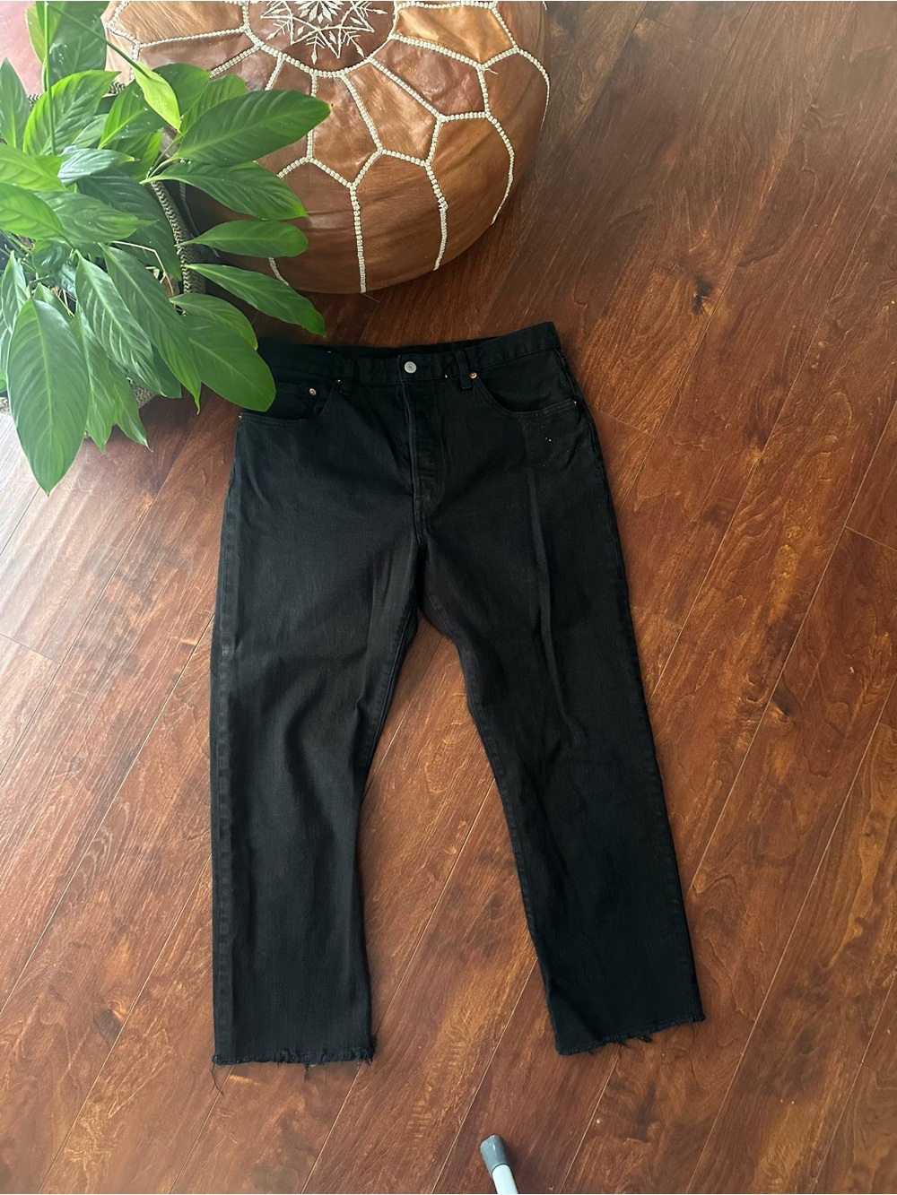 Levi’s Black 501 Jeans with Frayed Hem